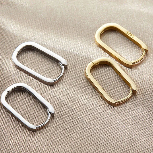 925 Sterling Silver New Trendy O-Shape Square Hoop Earrings Temperament Simple Charm Elegant Jewelry Accessories