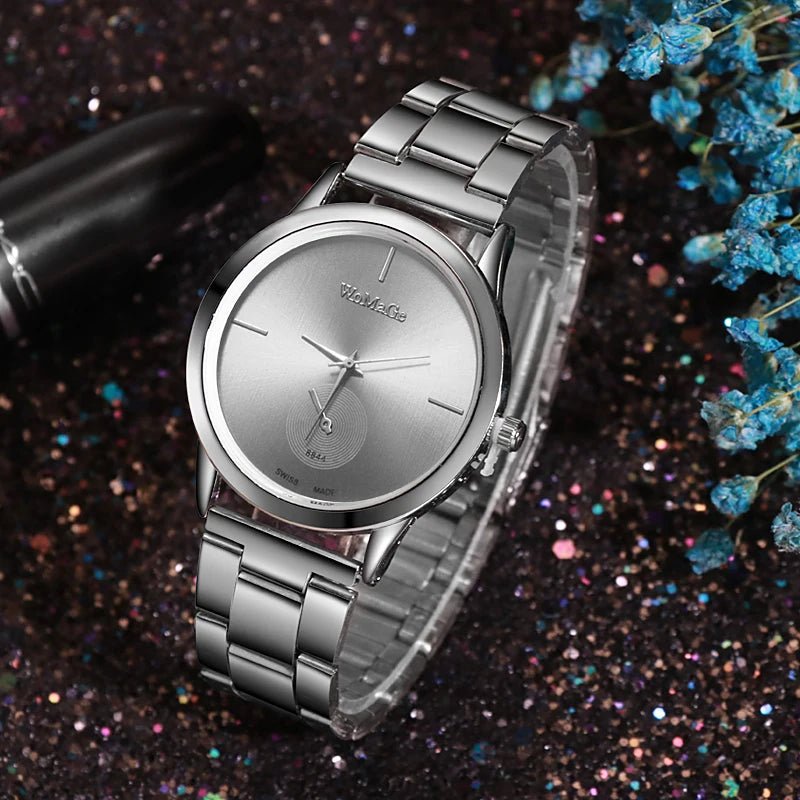 WoMaGe Women Watches Fashion Luxury Women Gold Watches Stainless Steel Quartz Watches Ladies Watches montre femme horloge dames
