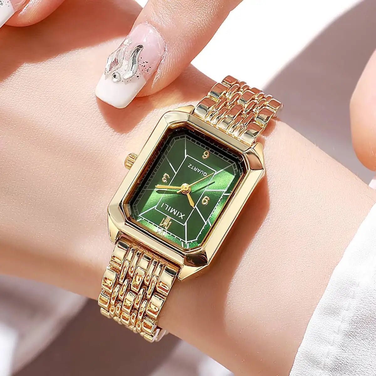 Fashion Rectangle Women Watches Luxury Stainless Steel Strap Quartz Wristwatch Girls Clock Gift