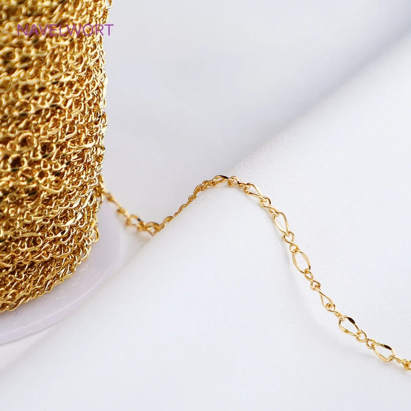 14K Gold Plated Oval Thin Chain Necklace