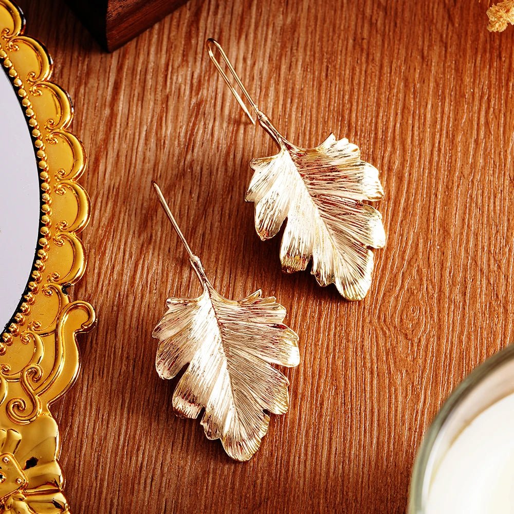 Stainless Steel Earrings Ginkgo Leaf Shape Female Earrings Unique Design Bohemian Style Banquet Wear Accessories