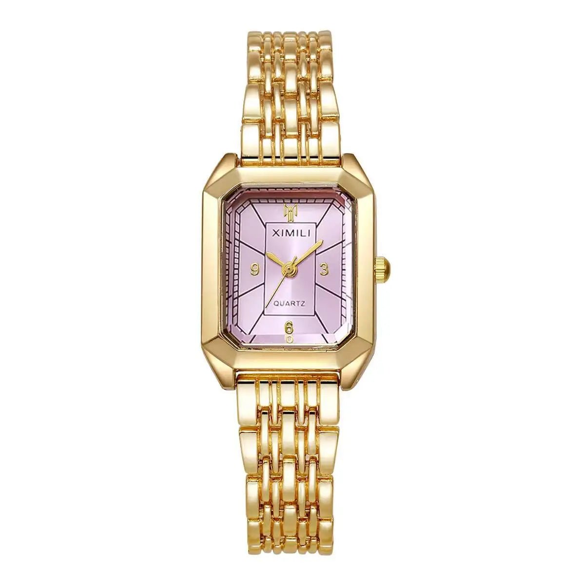 Fashion Rectangle Women Watches Luxury Stainless Steel Strap Quartz Wristwatch Girls Clock Gift