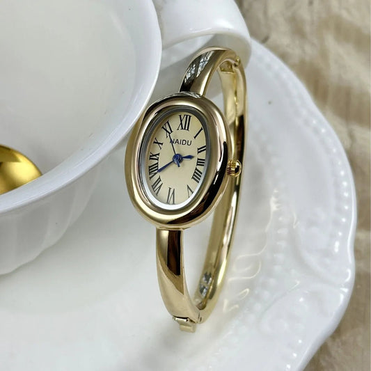 Simple Oval Women Quartz Watch Luxury Roman Numerals Reloj Vintage Clock Ladies Stainless Steel Orologio Gold Sliver Wristwatch
