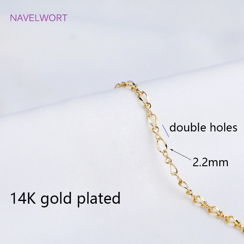 14K Gold Plated Oval Thin Chain Necklace