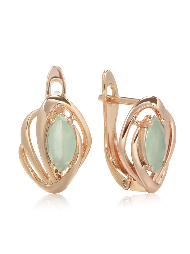 2022 New Marquis Eye Fog Green Zircon Earrings for Women Hollow Geometric Fashion Jewelry Party Wedding Female Glamour Earrings