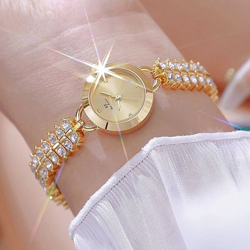 Bee Sister Watch Luxury Gold Small Chain Quartz Watches for Woman Hand Clock With Diamonds