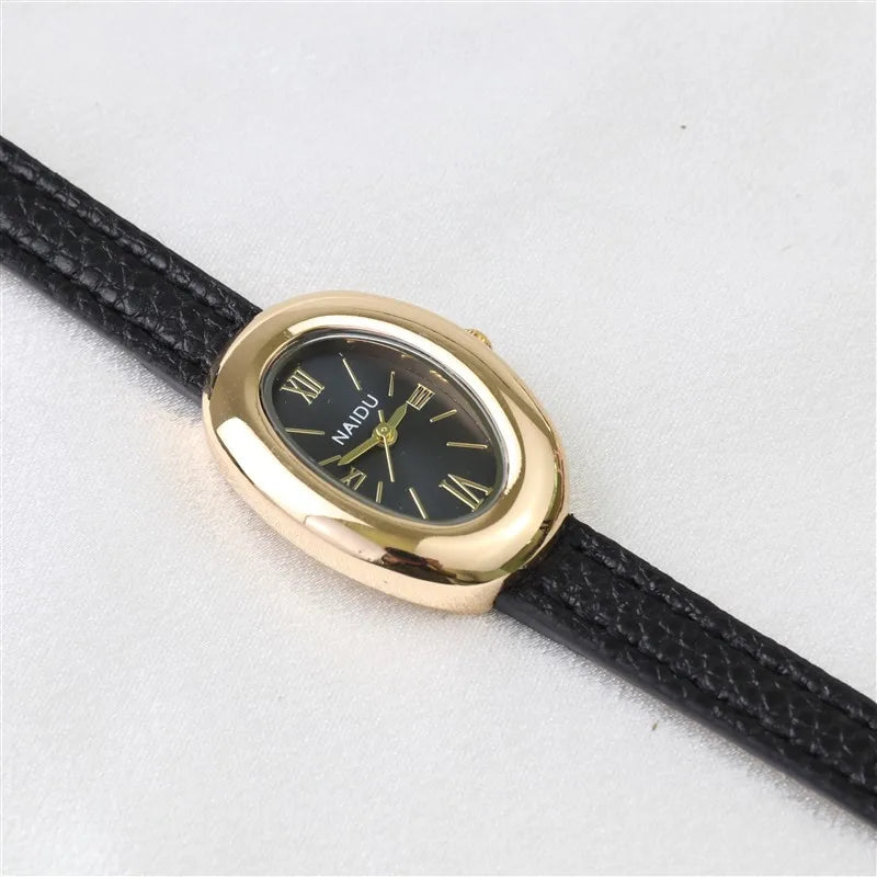 2025 New Oval Beautiful Ladies Watches for Women Girl Simple Leather and Stainless Steel bracelet acier inoxydables