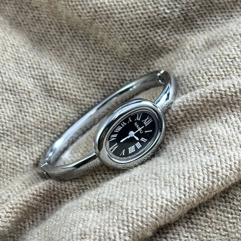 Simple Oval Women Quartz Watch Luxury Roman Numerals Reloj Vintage Clock Ladies Stainless Steel Orologio Gold Sliver Wristwatch
