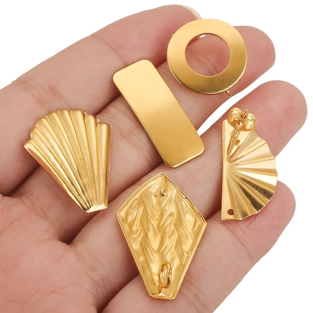10pcs Stainless Steel Earring Set with Ring Gold-plated