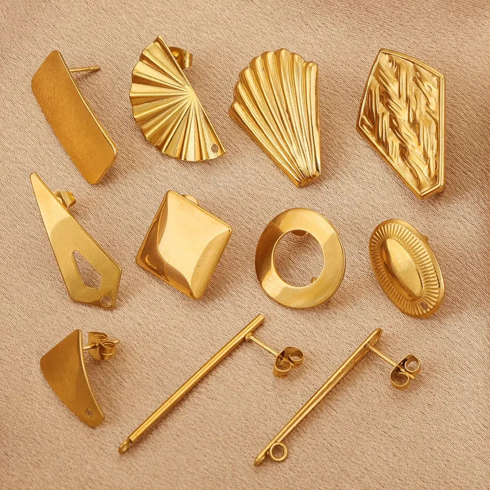 10pcs Stainless Steel Earring Set with Ring Gold-plated