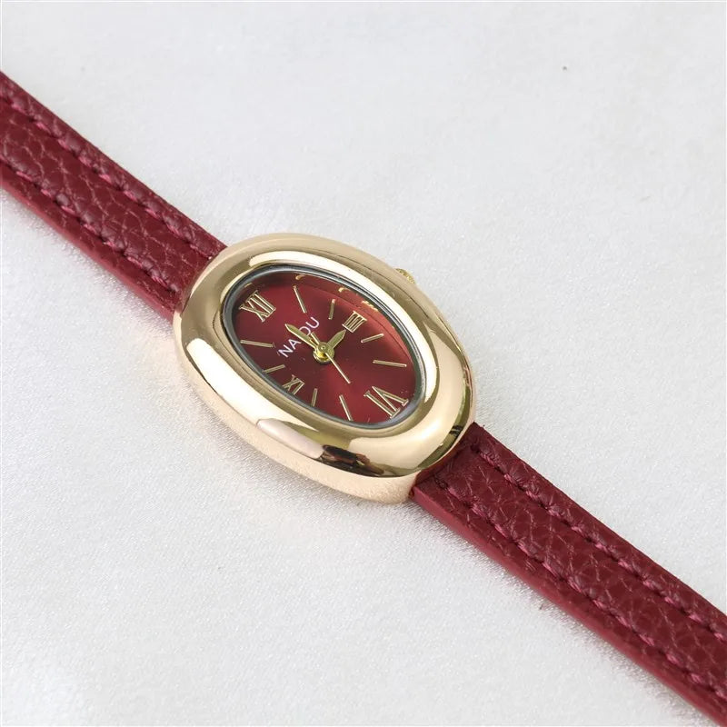 2025 New Oval Beautiful Ladies Watches for Women Girl Simple Leather and Stainless Steel bracelet acier inoxydables