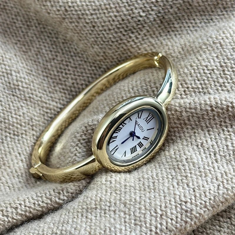 Simple Oval Women Quartz Watch Luxury Roman Numerals Reloj Vintage Clock Ladies Stainless Steel Orologio Gold Sliver Wristwatch