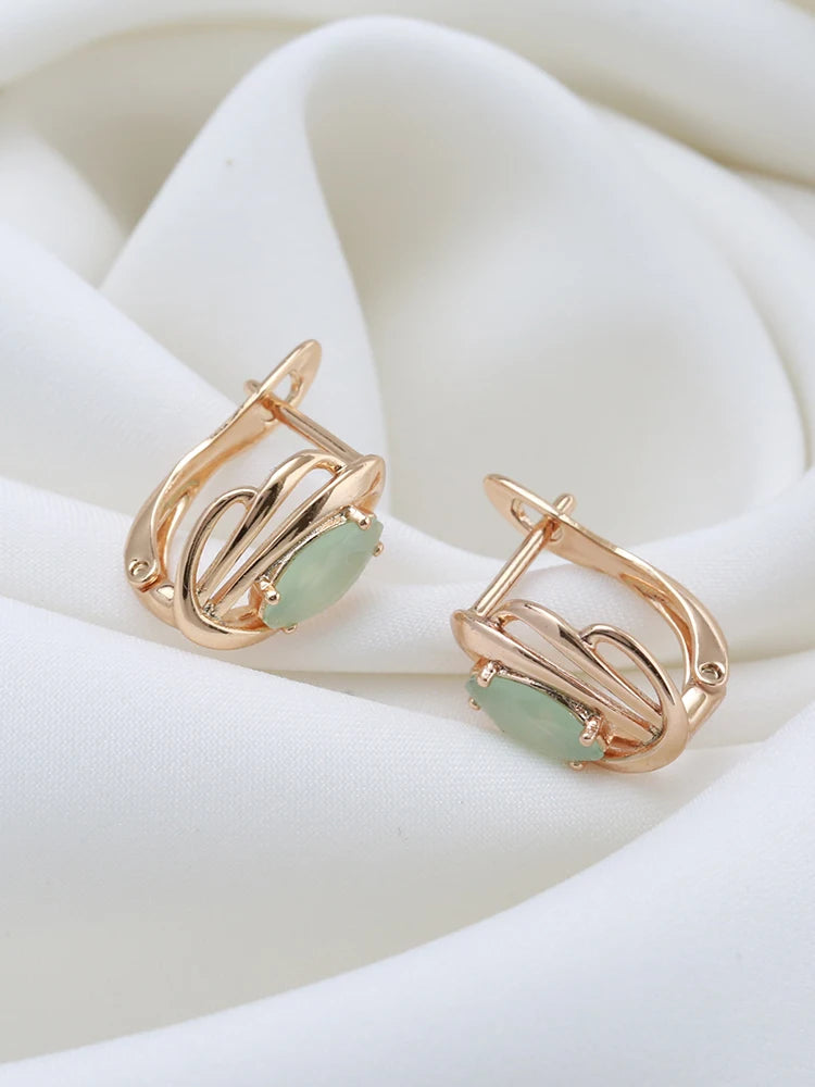2022 New Marquis Eye Fog Green Zircon Earrings for Women Hollow Geometric Fashion Jewelry Party Wedding Female Glamour Earrings