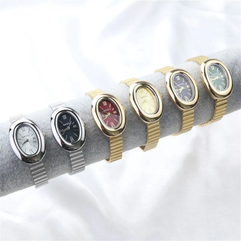 2025 New Oval Beautiful Ladies Watches for Women Girl Simple Leather and Stainless Steel bracelet acier inoxydables