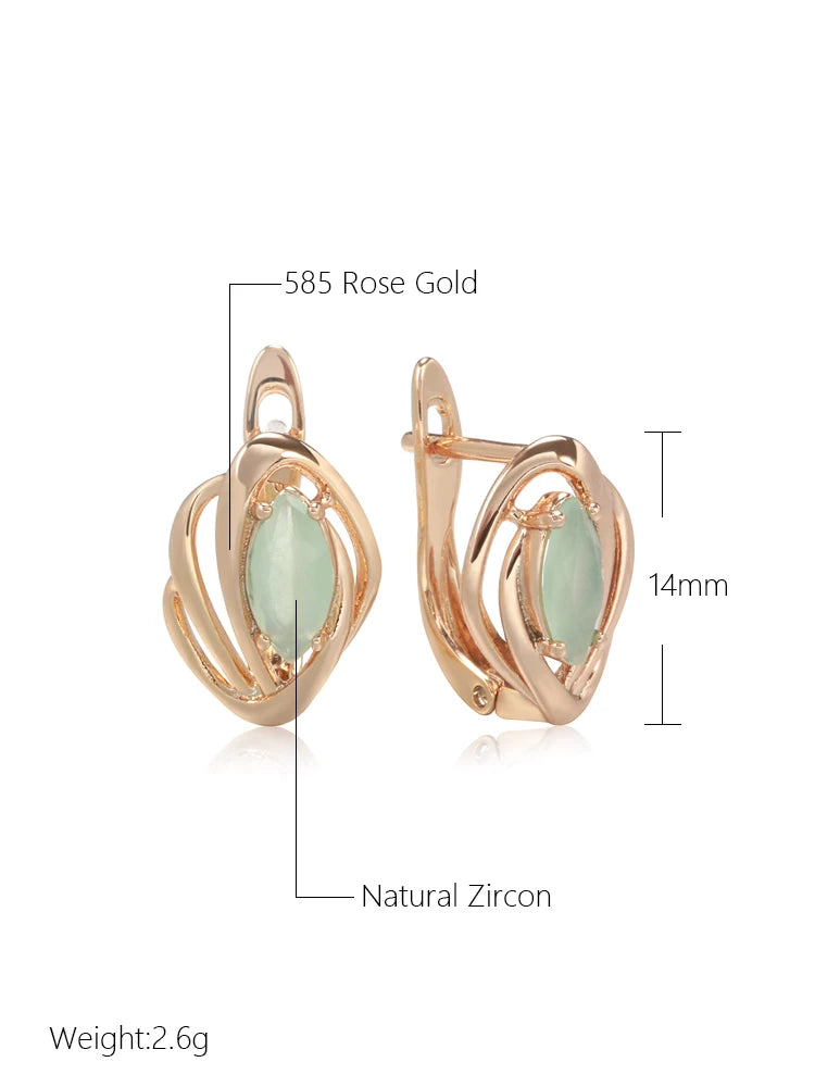 2022 New Marquis Eye Fog Green Zircon Earrings for Women Hollow Geometric Fashion Jewelry Party Wedding Female Glamour Earrings