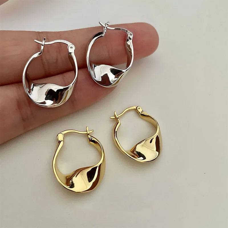925 Silver Needle HipHop Piercing Hoop Earrings for Women Girls Punk Ear Party Wedding Jewelry Gift eh114