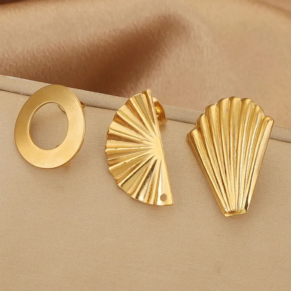 10pcs Stainless Steel Earring Set with Ring Gold-plated