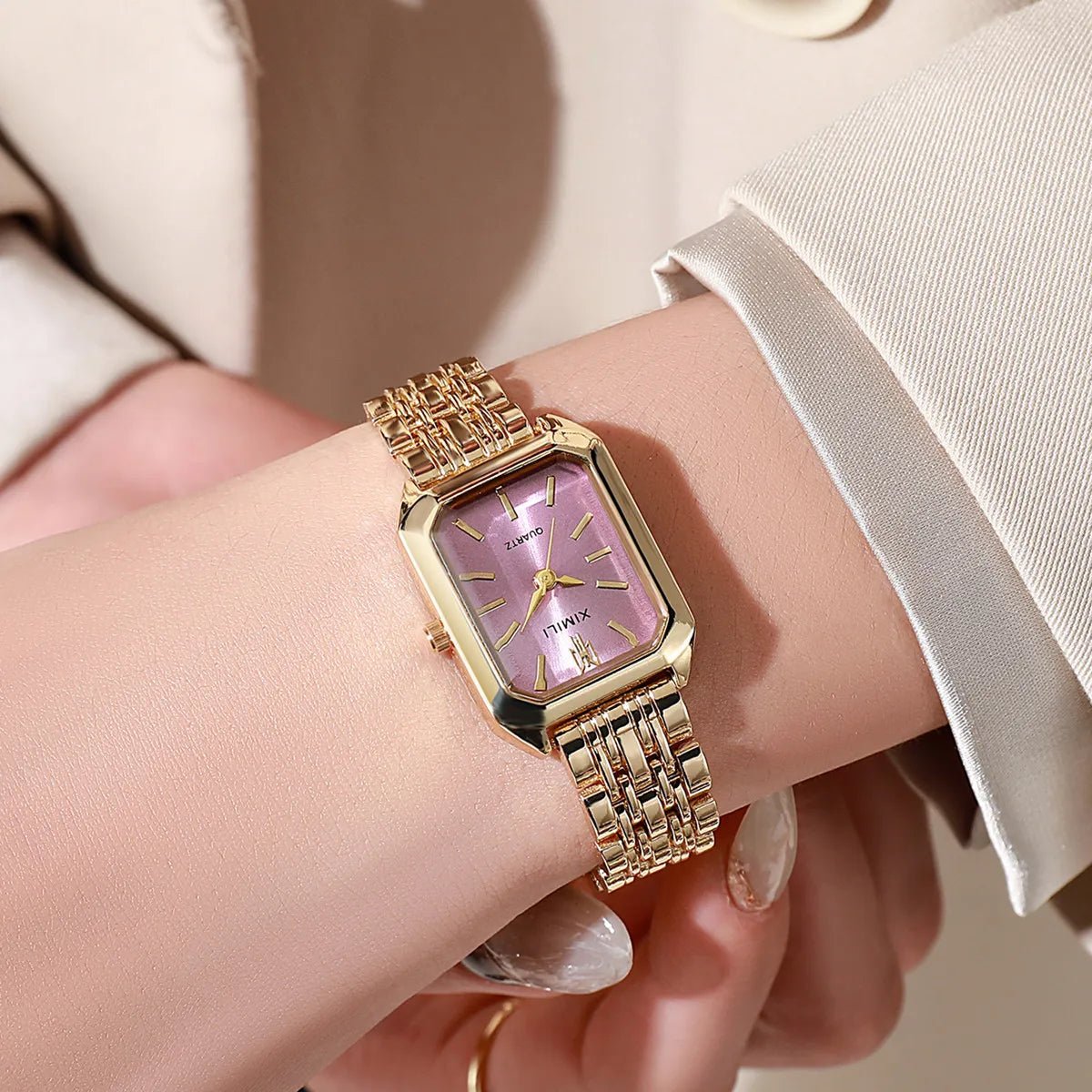 Brand Women Stainless Steel Strap Quartz Watch Square Dial Casual Fashion Wristwatch Reloj Mujer Montre Femme Relogio Feminino
