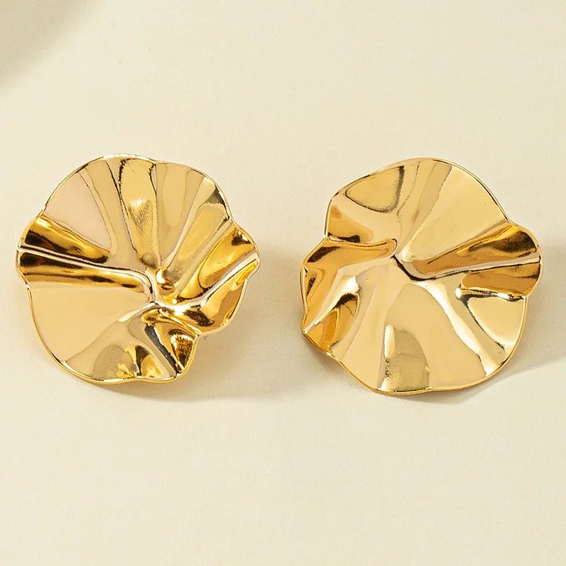 Simple Smooth Pleated Irregular Metal Earrings For Women OL Sporty Holiday Fashion Jewelry Ear Accessories E345