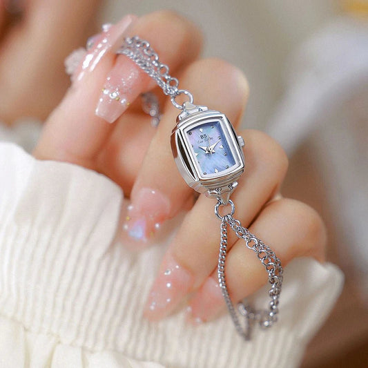 New Female Watches Simple Light Blue Bracelet Small Watch For Women Original Silver Quartz Clock Gift