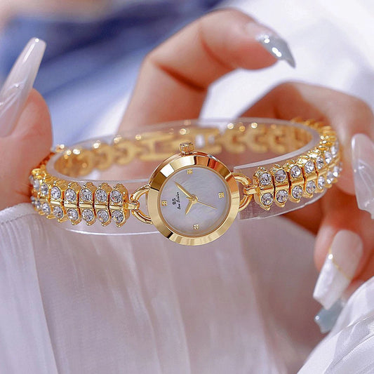 Bee Sister Watch Luxury Gold Small Chain Quartz Watches for Woman Hand Clock With Diamonds