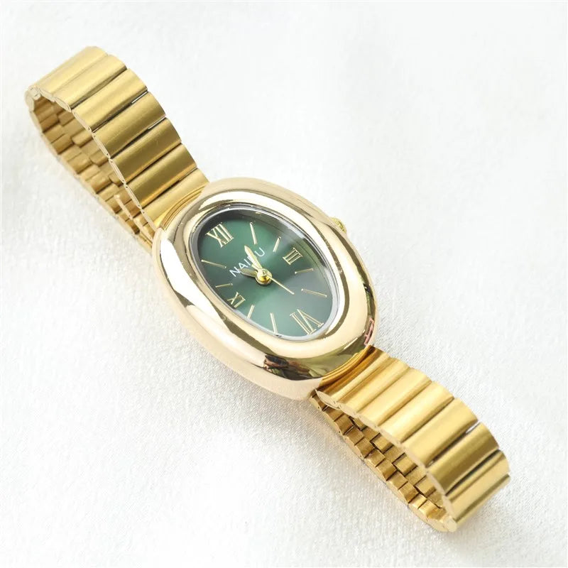 2025 New Oval Beautiful Ladies Watches for Women Girl Simple Leather and Stainless Steel bracelet acier inoxydables