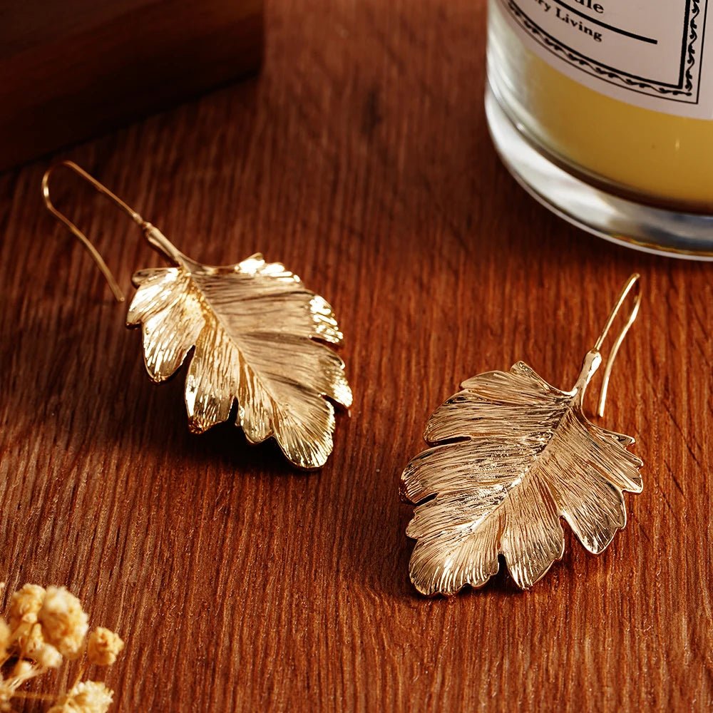 Stainless Steel Earrings Ginkgo Leaf Shape Female Earrings Unique Design Bohemian Style Banquet Wear Accessories