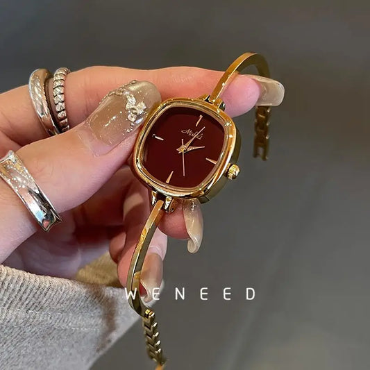 2025 New Ankela Red Watch for Women, Retro, High end, Light Luxury, Small niche Women's Red Bracelet Style Women's Watch