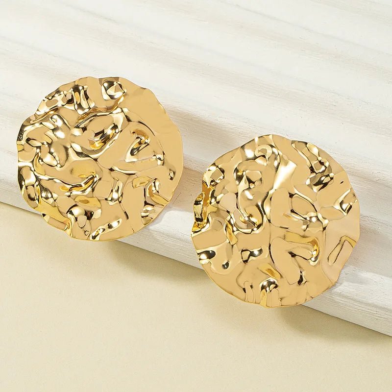 Simple Smooth Pleated Irregular Metal Earrings For Women OL Sporty Holiday Fashion Jewelry Ear Accessories E345