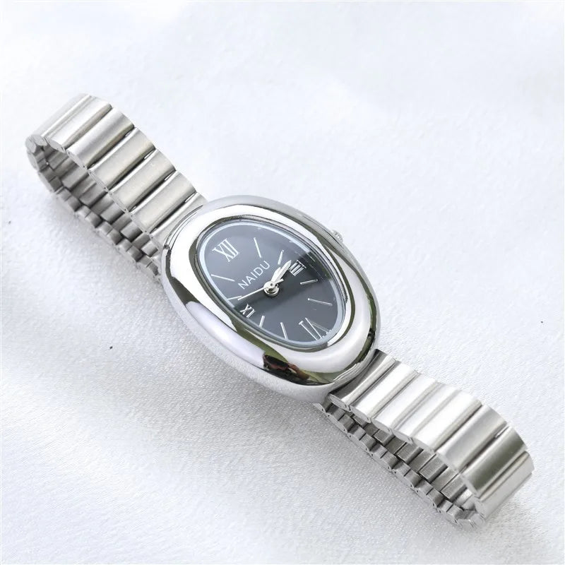2025 New Oval Beautiful Ladies Watches for Women Girl Simple Leather and Stainless Steel bracelet acier inoxydables