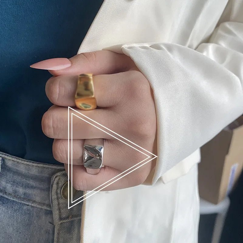 QMCOCO SimpleSilver Rings Color Women New Style Fashion Creative Irregular Surface Geometric Party Delicacy Jewelry Gifts