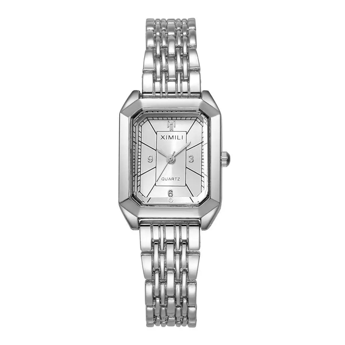 Fashion Rectangle Women Watches Luxury Stainless Steel Strap Quartz Wristwatch Girls Clock Gift