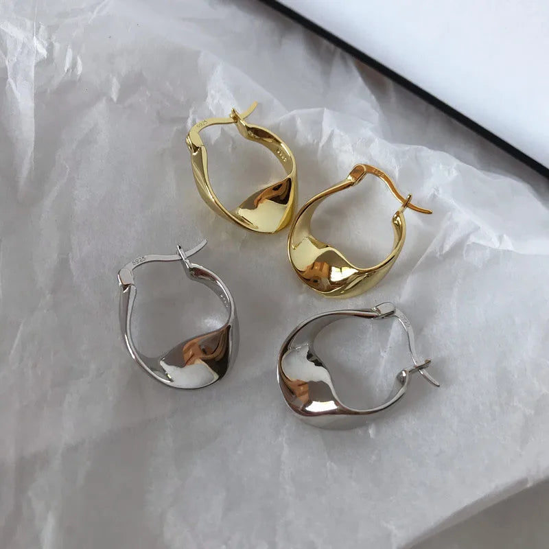 925 Silver Needle HipHop Piercing Hoop Earrings for Women Girls Punk Ear Party Wedding Jewelry Gift eh114