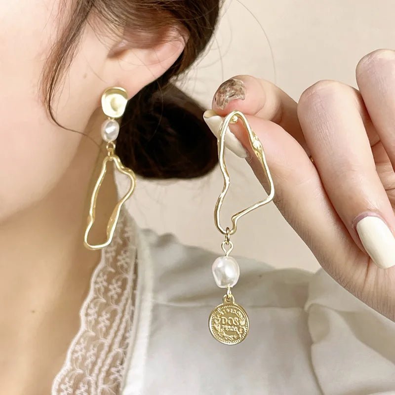 Silver Needle Pearl Earrings