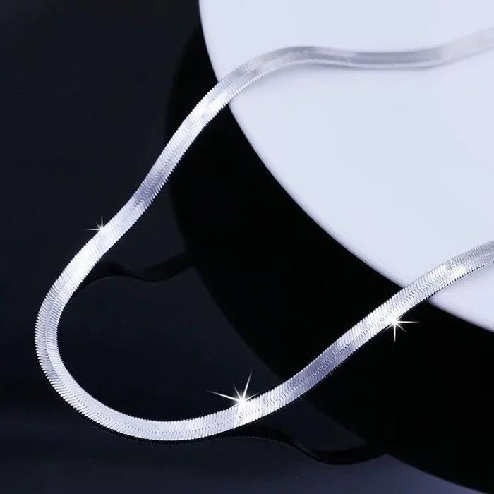 Silver 18k Gold Color 4mm Flat Chain Necklace For Women Luxury Fine Jewelry Wedding Gift Choker Clavicle