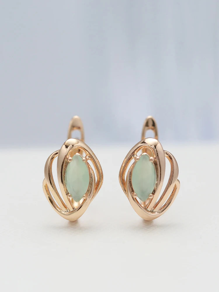 2022 New Marquis Eye Fog Green Zircon Earrings for Women Hollow Geometric Fashion Jewelry Party Wedding Female Glamour Earrings