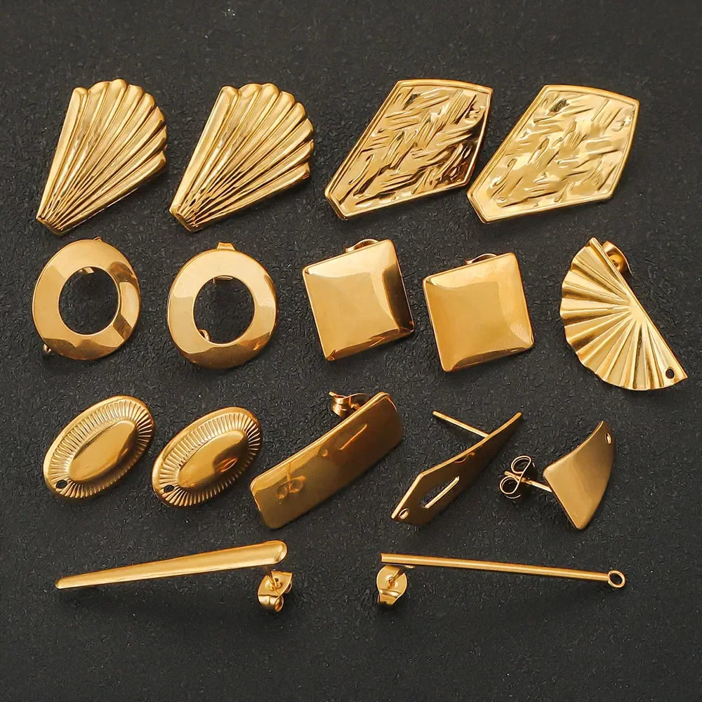 10pcs Stainless Steel Earring Set with Ring Gold-plated