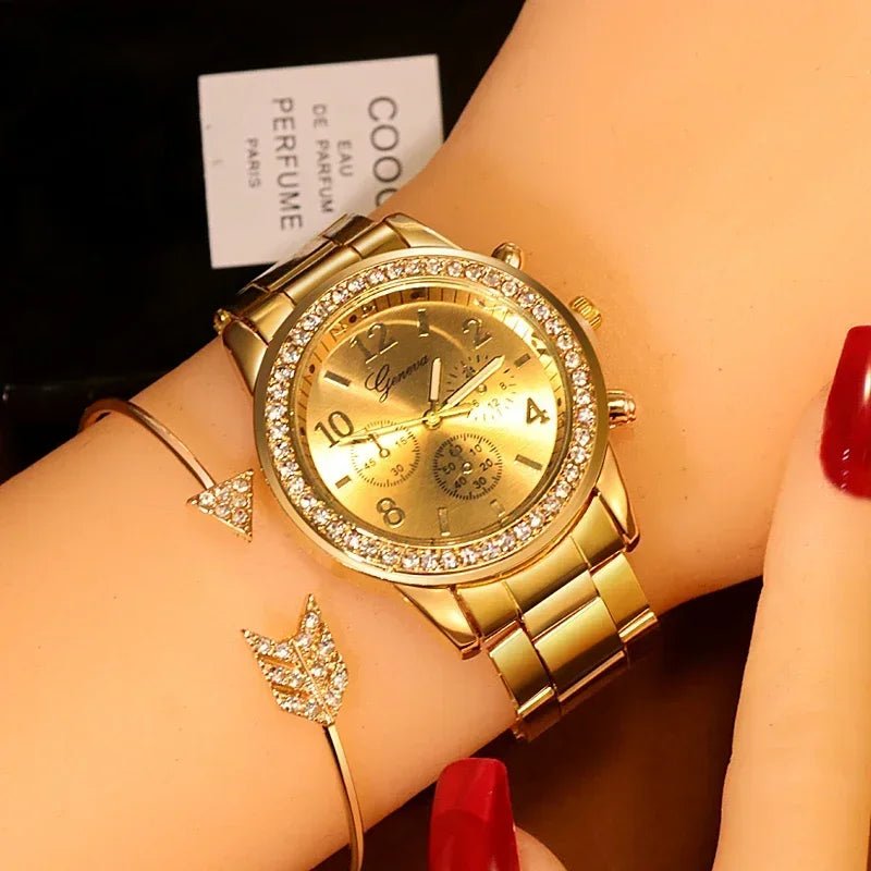 Women  Watches Geneva Classic Rhinestone Watch Women Watches Ladies Fashion Gold Watch Clock Reloj Mujer Montre Femme