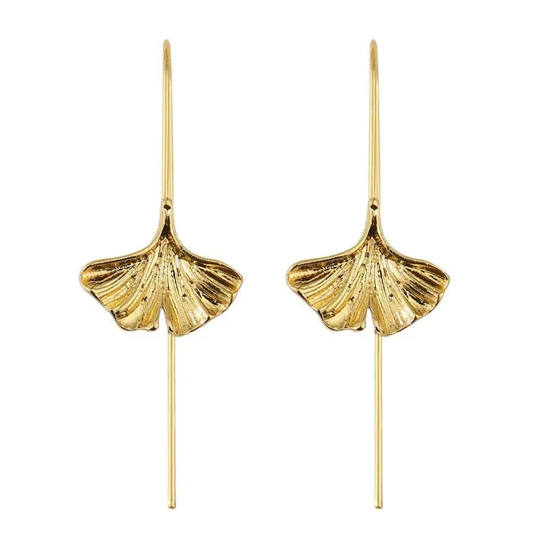 Personalized Ginkgo Leaf Design Simple Plant Ears Perforated Eardrops Versatile Earrings Jewelry Gifts Giving To Friends