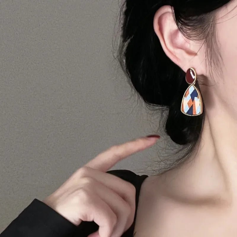Silver Needle High Sense Wine Red Retro Hong Kong Style No Pierced Female Temperament Pearl Earrings High Sense Earrings