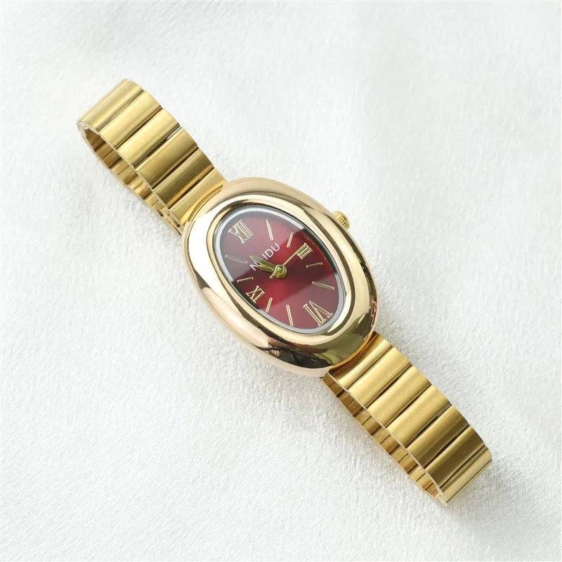 2025 New Oval Beautiful Ladies Watches for Women Girl Simple Leather and Stainless Steel bracelet acier inoxydables