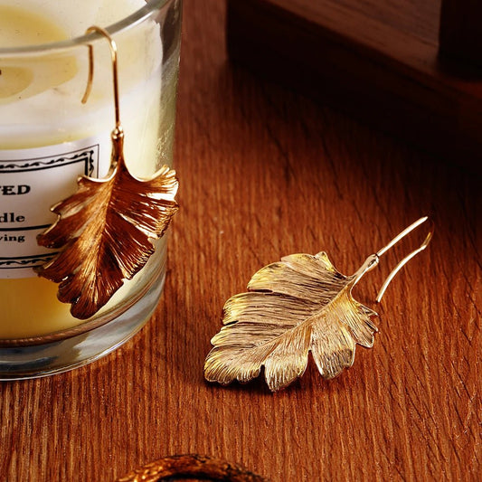Stainless Steel Earrings Ginkgo Leaf Shape Female Earrings Unique Design Bohemian Style Banquet Wear Accessories