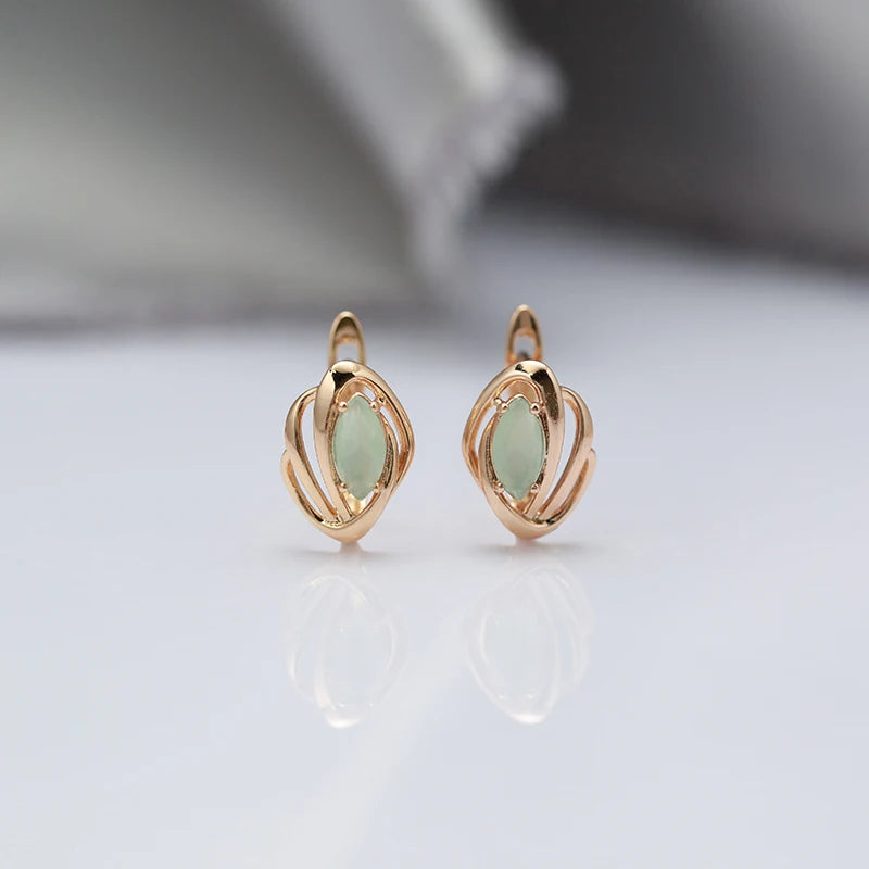 2022 New Marquis Eye Fog Green Zircon Earrings for Women Hollow Geometric Fashion Jewelry Party Wedding Female Glamour Earrings