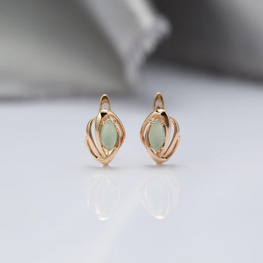 2022 New Marquis Eye Fog Green Zircon Earrings for Women Hollow Geometric Fashion Jewelry Party Wedding Female Glamour Earrings