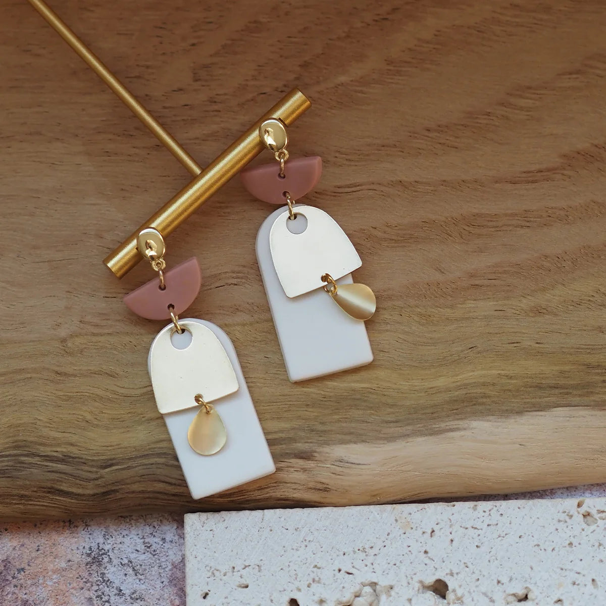 Arch Pendant Polymer Clay Drop Earrings
