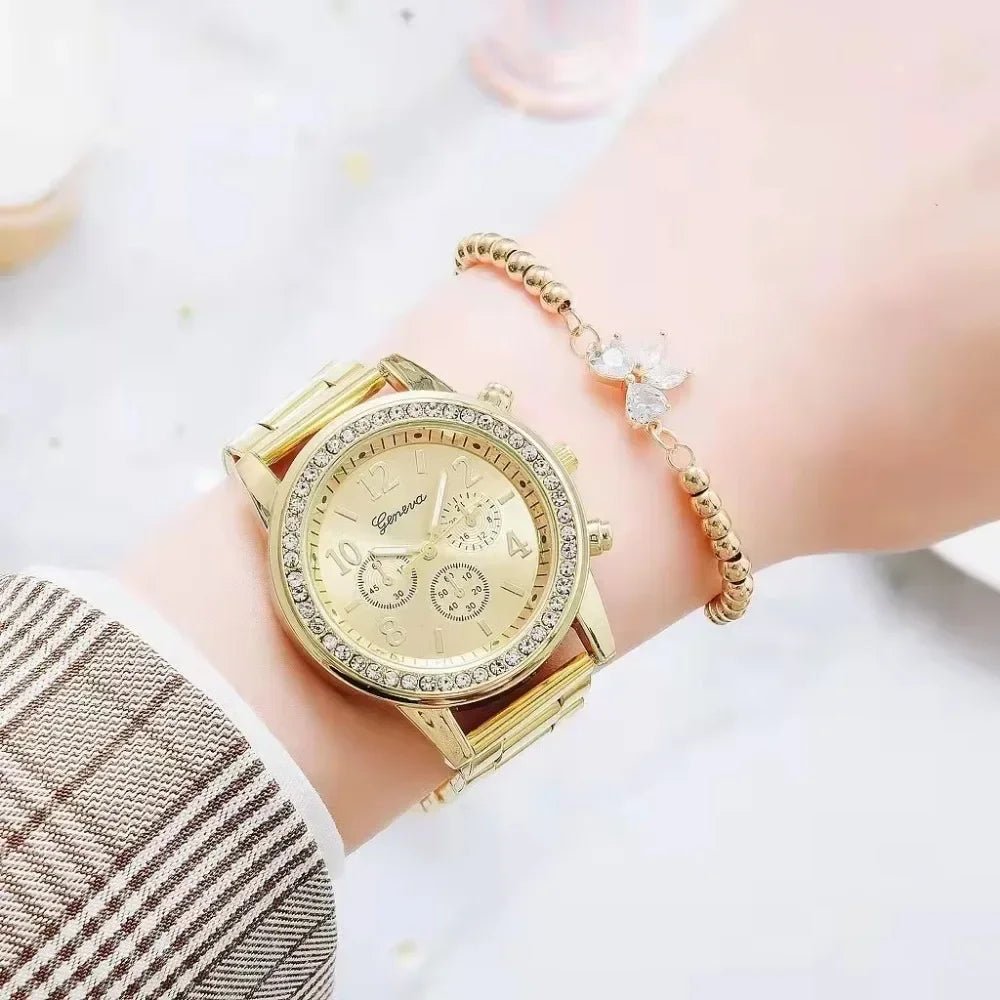 Women  Watches Geneva Classic Rhinestone Watch Women Watches Ladies Fashion Gold Watch Clock Reloj Mujer Montre Femme