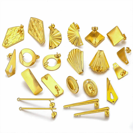 10pcs Stainless Steel Earring Set with Ring Gold-plated