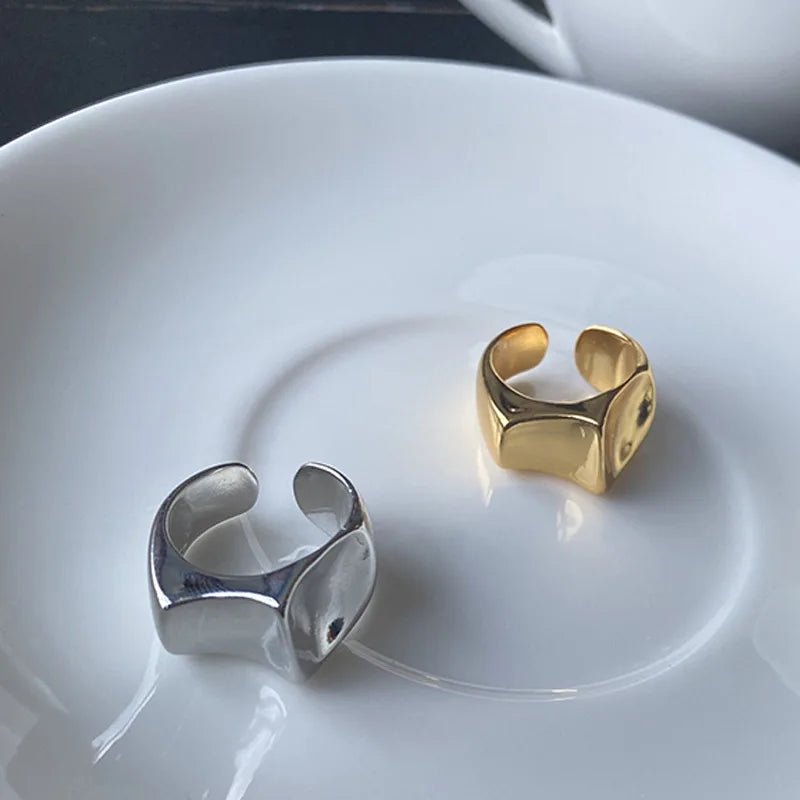 QMCOCO SimpleSilver Rings Color Women New Style Fashion Creative Irregular Surface Geometric Party Delicacy Jewelry Gifts