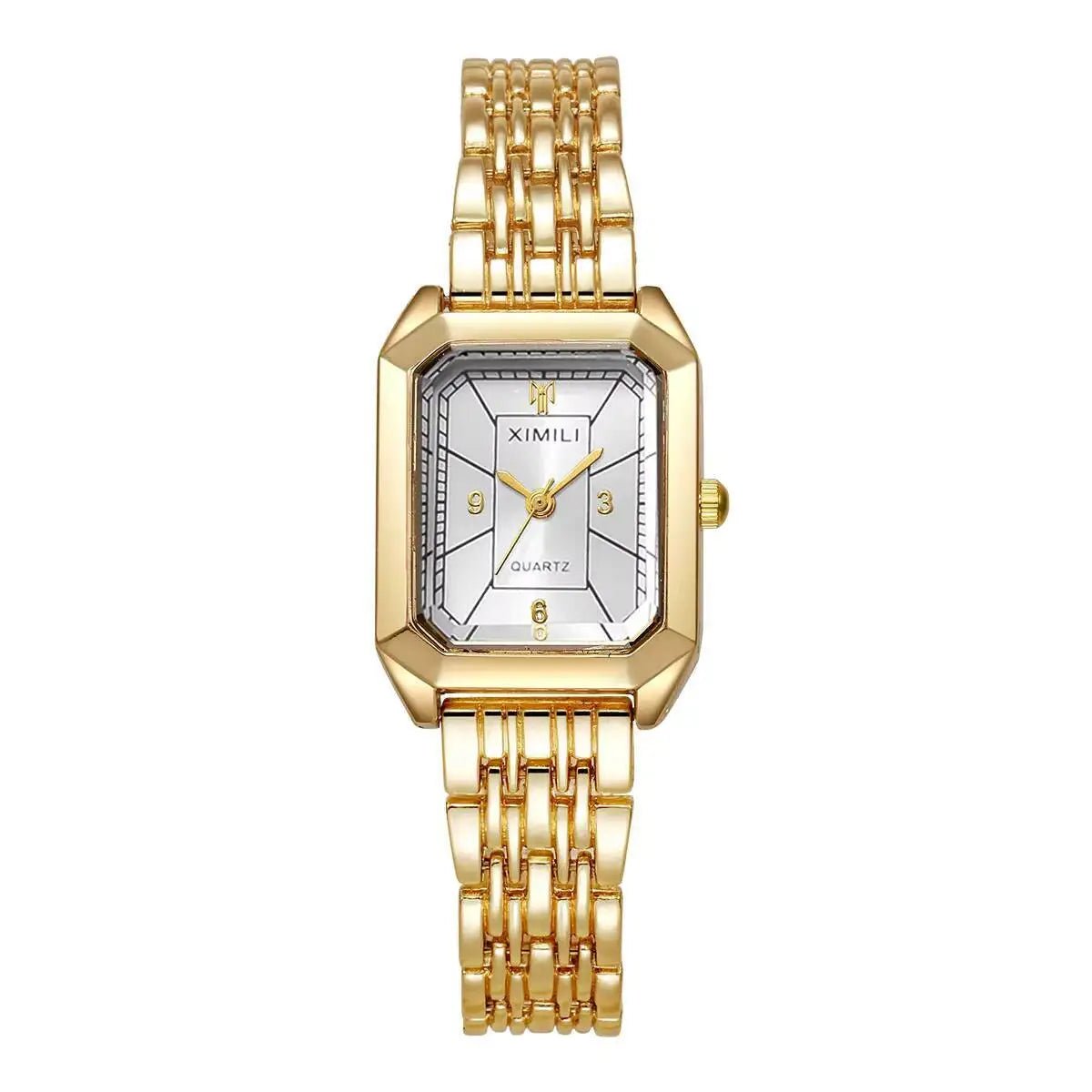 Fashion Rectangle Women Watches Luxury Stainless Steel Strap Quartz Wristwatch Girls Clock Gift