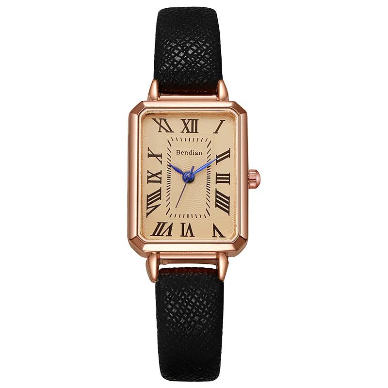 Luxury Gold Plated Ladies Quartz Watch Square Stainless Steel Business Women Fashion Watch Simple Scale Folding Clock